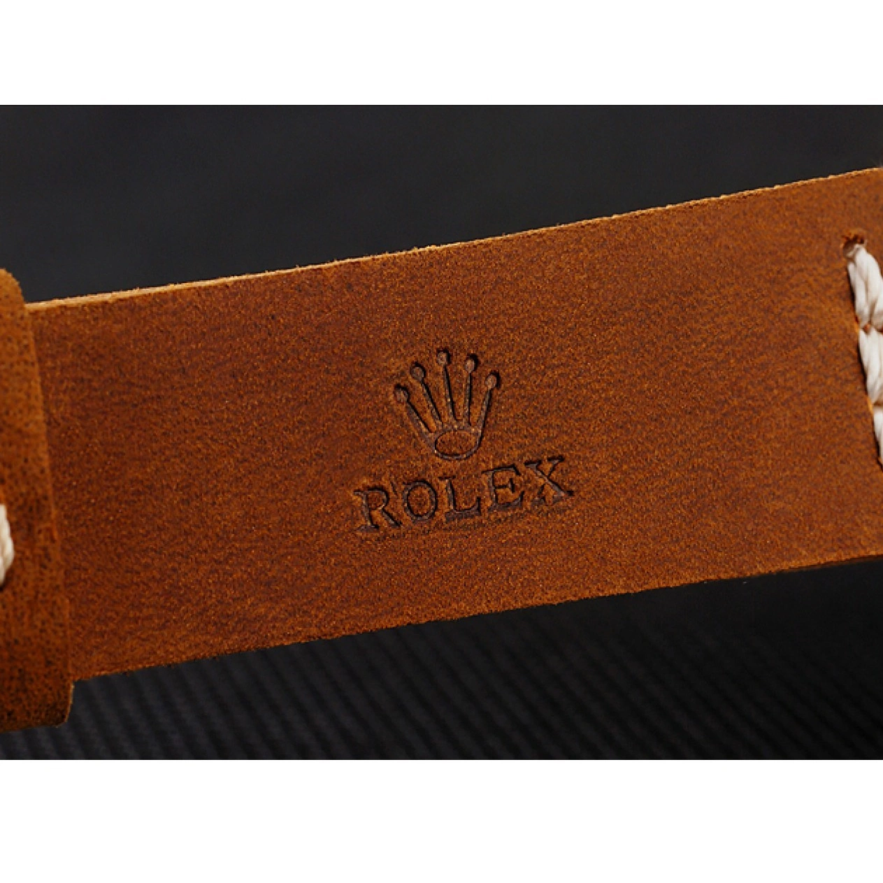Aaa replica watch Bracelet Brown Leather 1453859 Master Dial Yacht Case Silver Rolex Black 0822